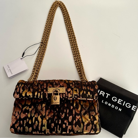 Kurt Geiger London Leopard Print Velvet Mini Brixton Crossbody Bag - Picture 9 of 12